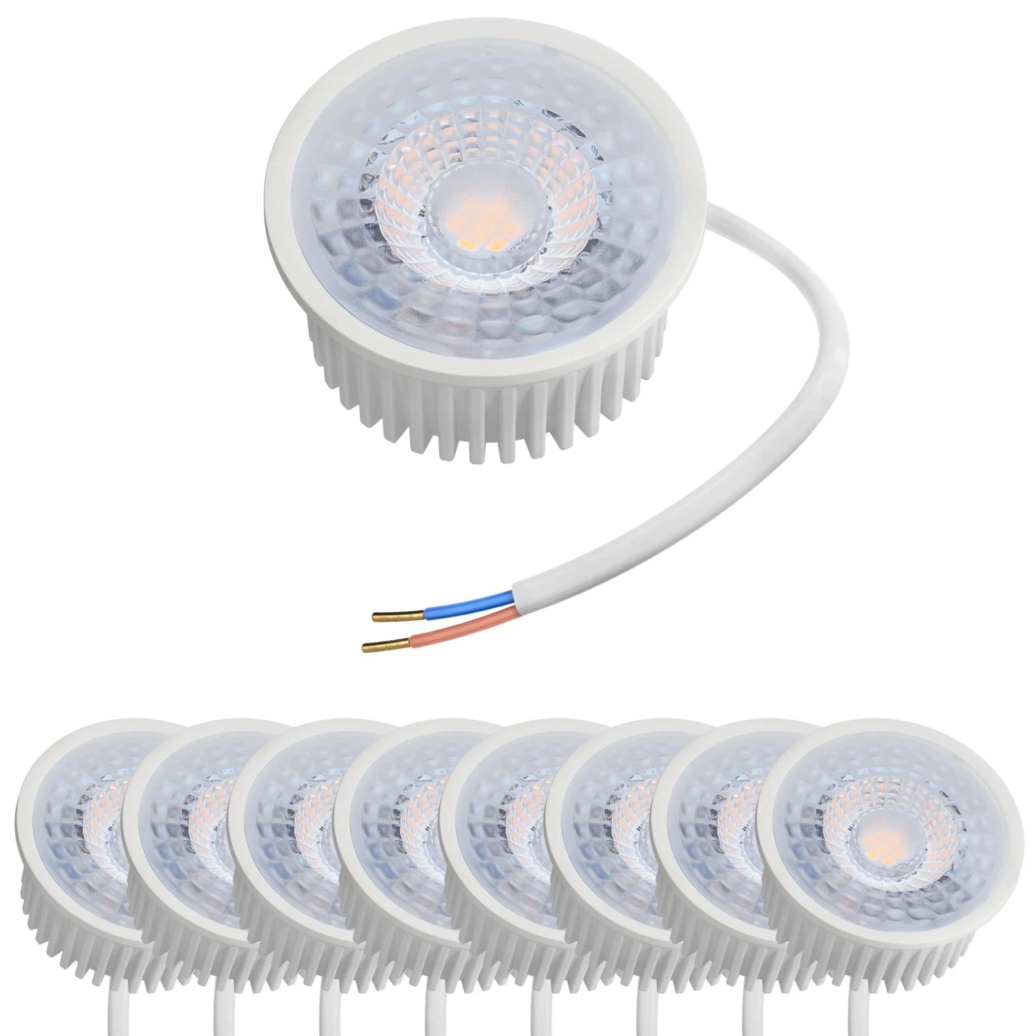 Oktaplex Nizza 9er Set 230V LED-Spot-Modul Rund 50mm Warmweiß 2700K 4,8W 380,m ohne Trafo LED-Leuchtmittel