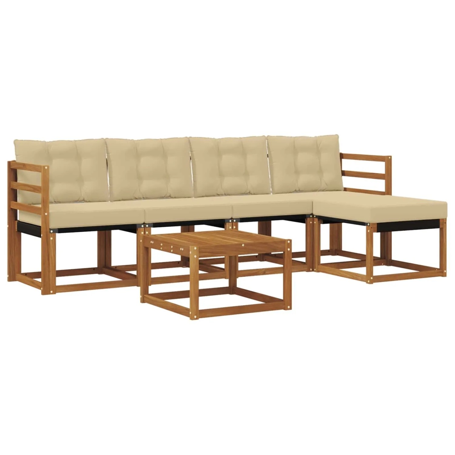 vidaXL Outdoor-Sofagarnitur mit Kissen 6-Tlg Natur und Beige 3368584