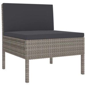 Graues vidaXL Garten Lounge Mittelteil mit anthrazitfarbenen Auflagen aus Polyrattan.