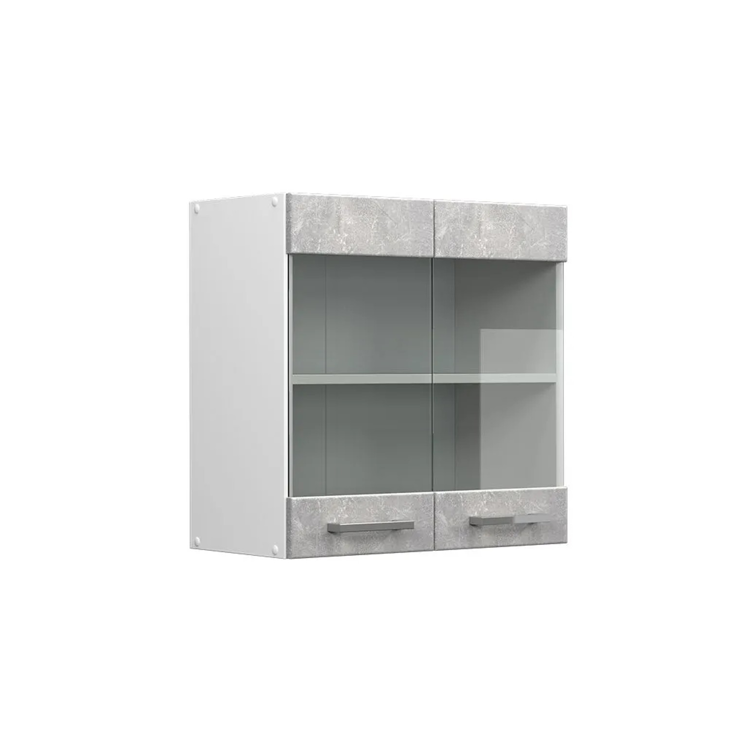 Vicco Küchenglasschrank R-Line Glashängeschrank Beton Weiß 60 cm