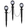3er Set: Schwarze LED-Außenspießleuchte Kamara für Garten, Beet und Rasen.