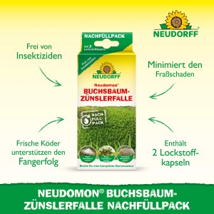 Neudorff Neudomon Nachfüllpack für Buchsbaumzünsler-Falle mit 2 Lockstoffkapseln für eine Saison.