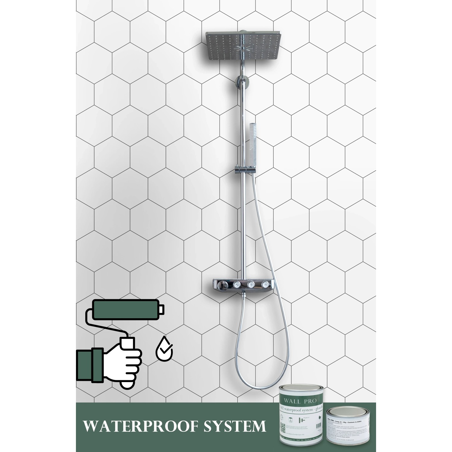 Wallpro Waterproof System, transparente Beschichtung für Bad/Küche, 1 kg.
