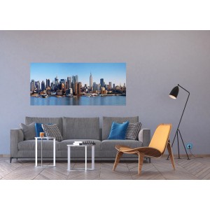 Sanders & Sanders Fototapete New York in Blau (202x90cm) an Wohnzimmerwand.