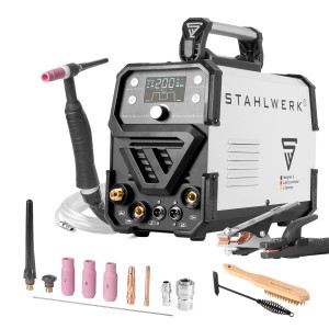 STAHLWERK Schweißgerät DC WIG 200 Puls ST Digital mit Zubehör für Stahl & Edelstahl.