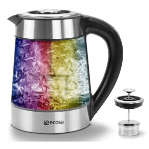 Ecosa Wasserkocher EO-650 mit Teefilter, 1,7 L, Temperatureinstellung, Glas, Edelstahl, LED-Beleuchtung.