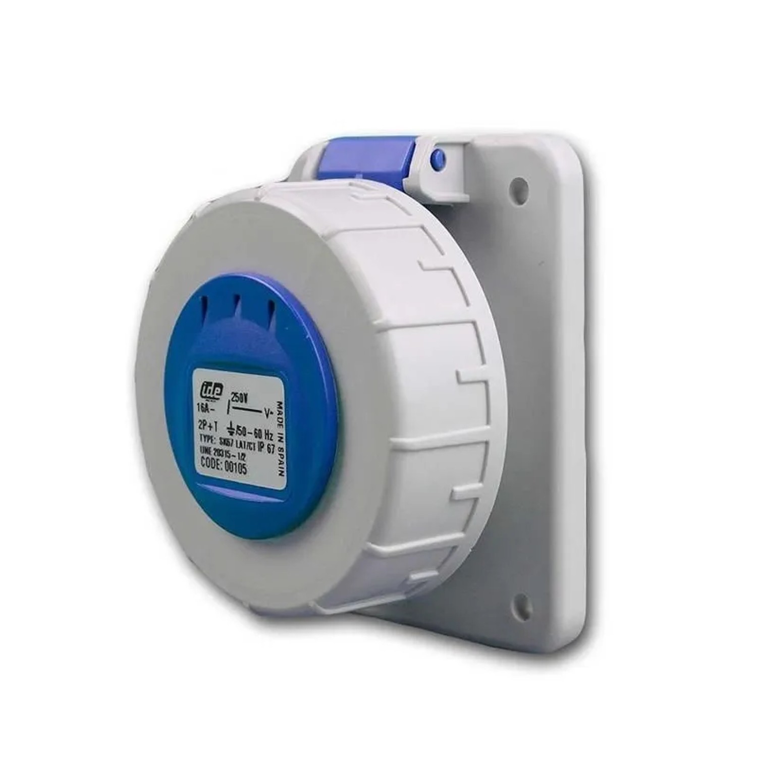 IDE Einbausteckdose Schutzkontakt IP67 Blau 250V 16A