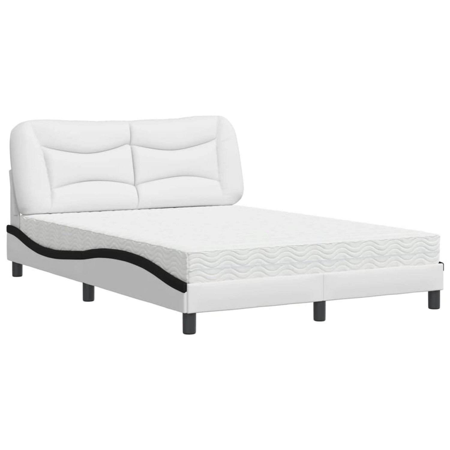 vidaXL Bett mit Matratze Hvar Weiß und Schwarz 140x190 cm Kunstleder 3208723