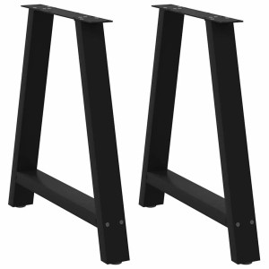 Zwei schwarze vidaXL Esstischbeine in A-Form aus Stahl, ideal für DIY-Tische.