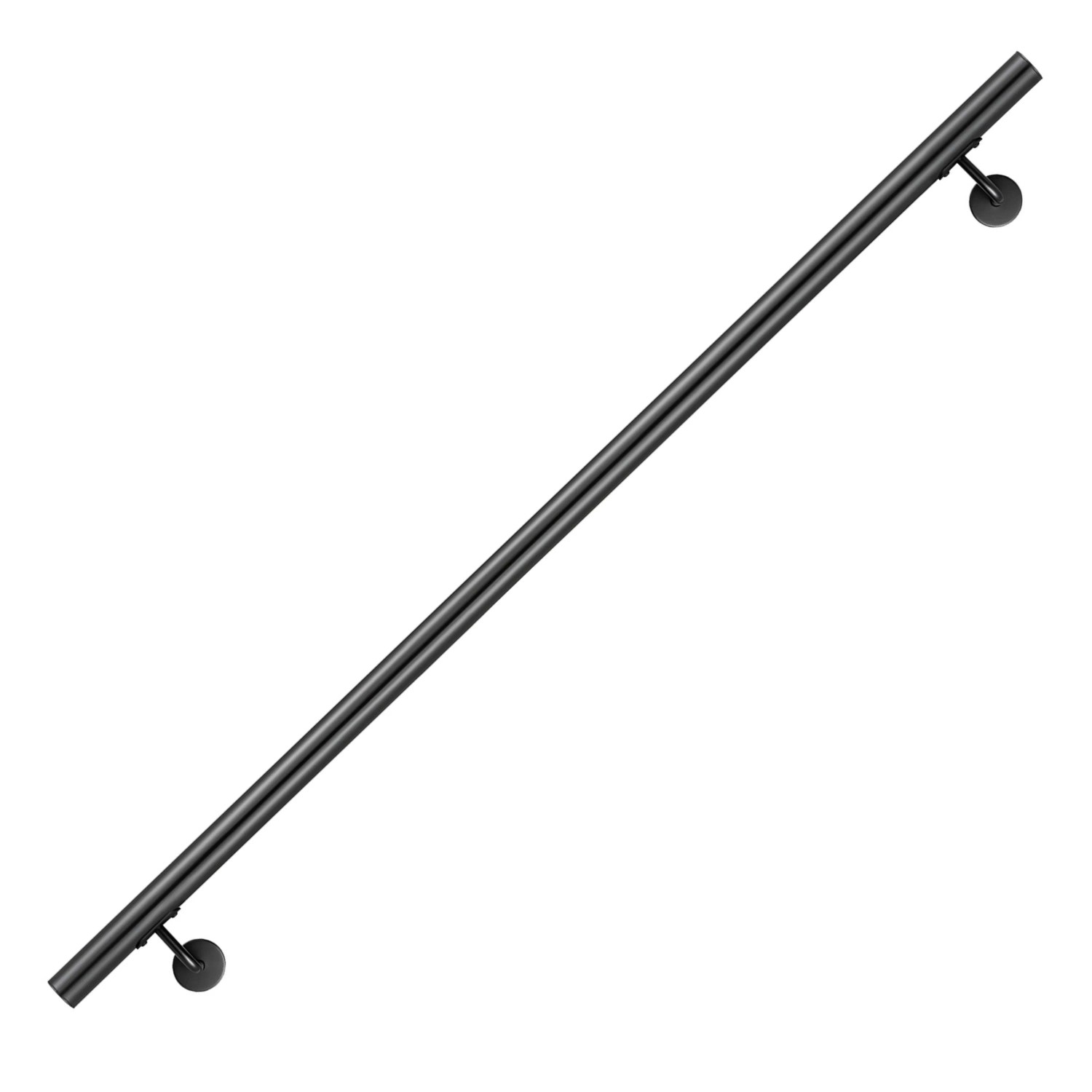 AICA Handlauf Komplettset Edelstahl 120 cm Schwarz inkl. Befestigungsmaterial