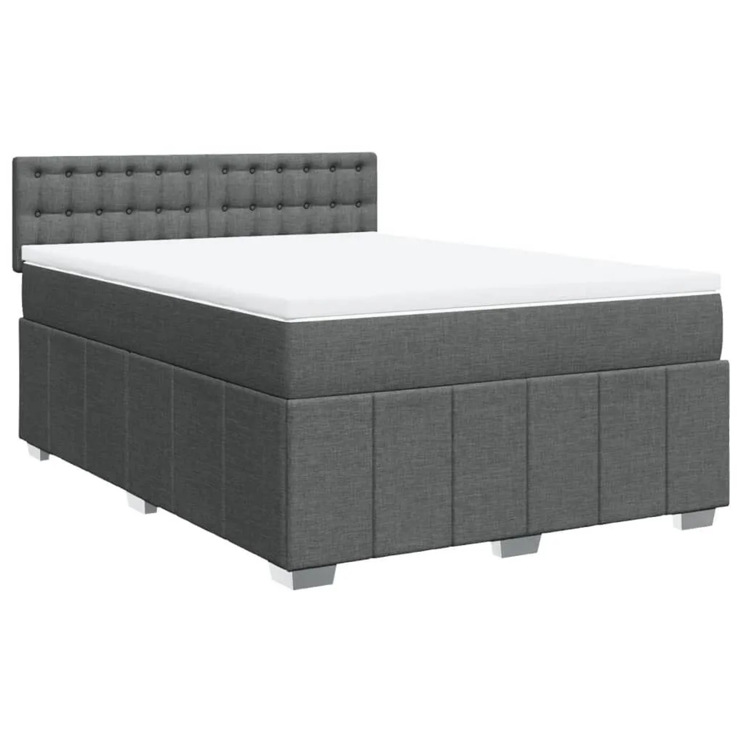 vidaXL Boxspringbett mit Matratze Dunkelgrau 160x200 cm Stoff 3287134