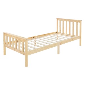 ML-Design Holzbett 90x200 cm in Natur mit Lattenrost und Füßen.
