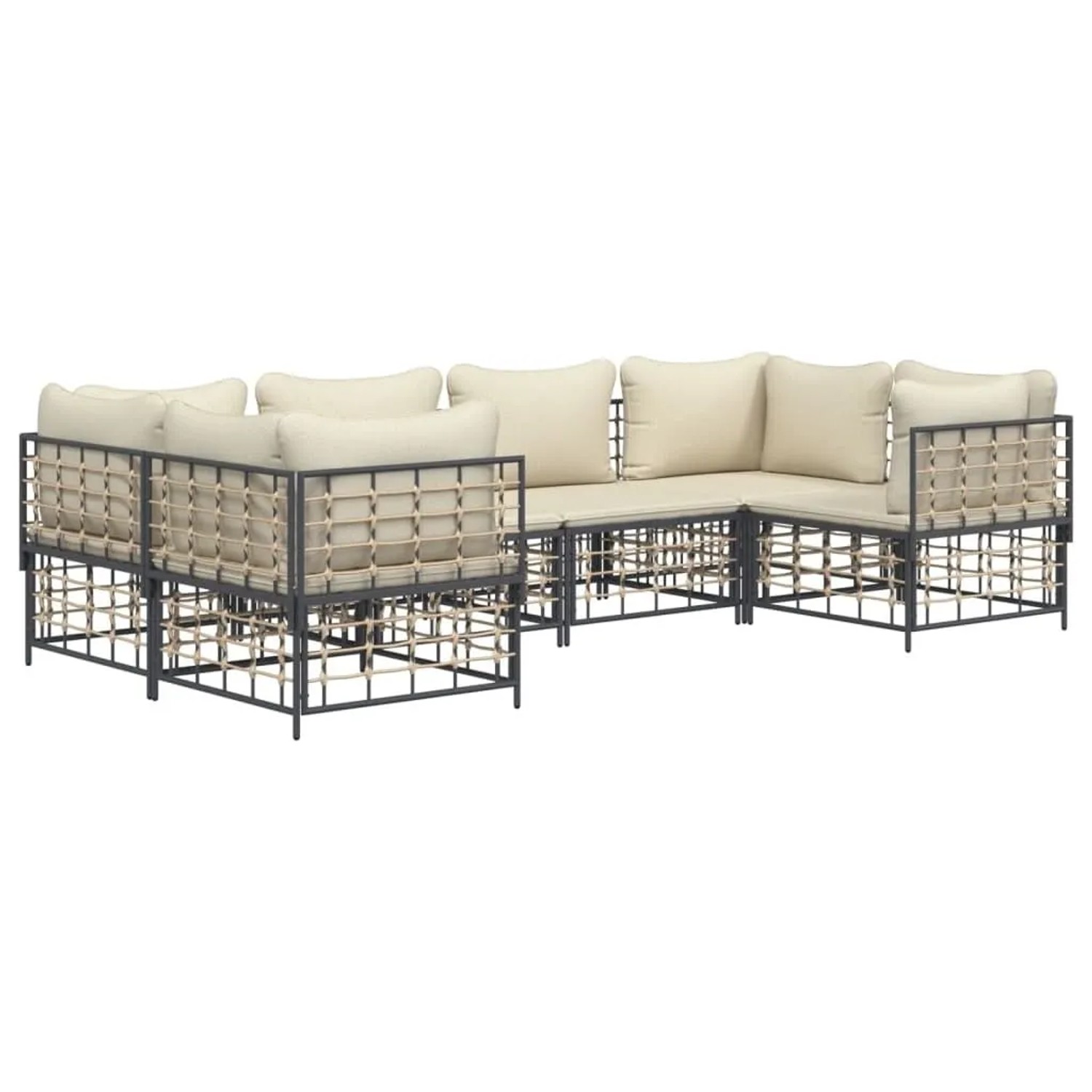 vidaXL 6-Tlg Garten-Lounge-Set mit Kissen Anthrazit Poly Rattan 3186796