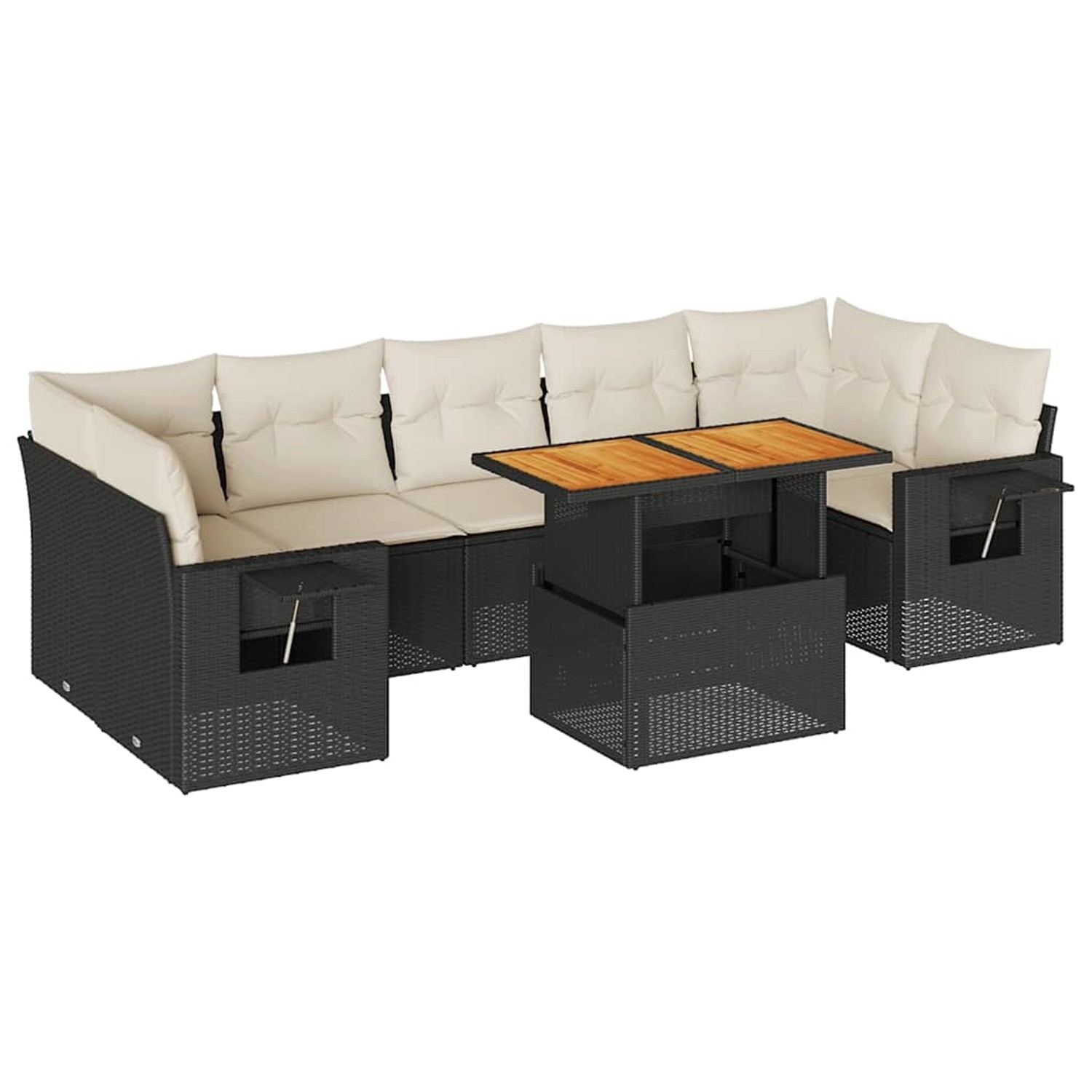 vidaXL 8-Tlg Garten-Sofagarnitur mit Kissen Schwarz Poly Rattan 3327122 günstig online kaufen