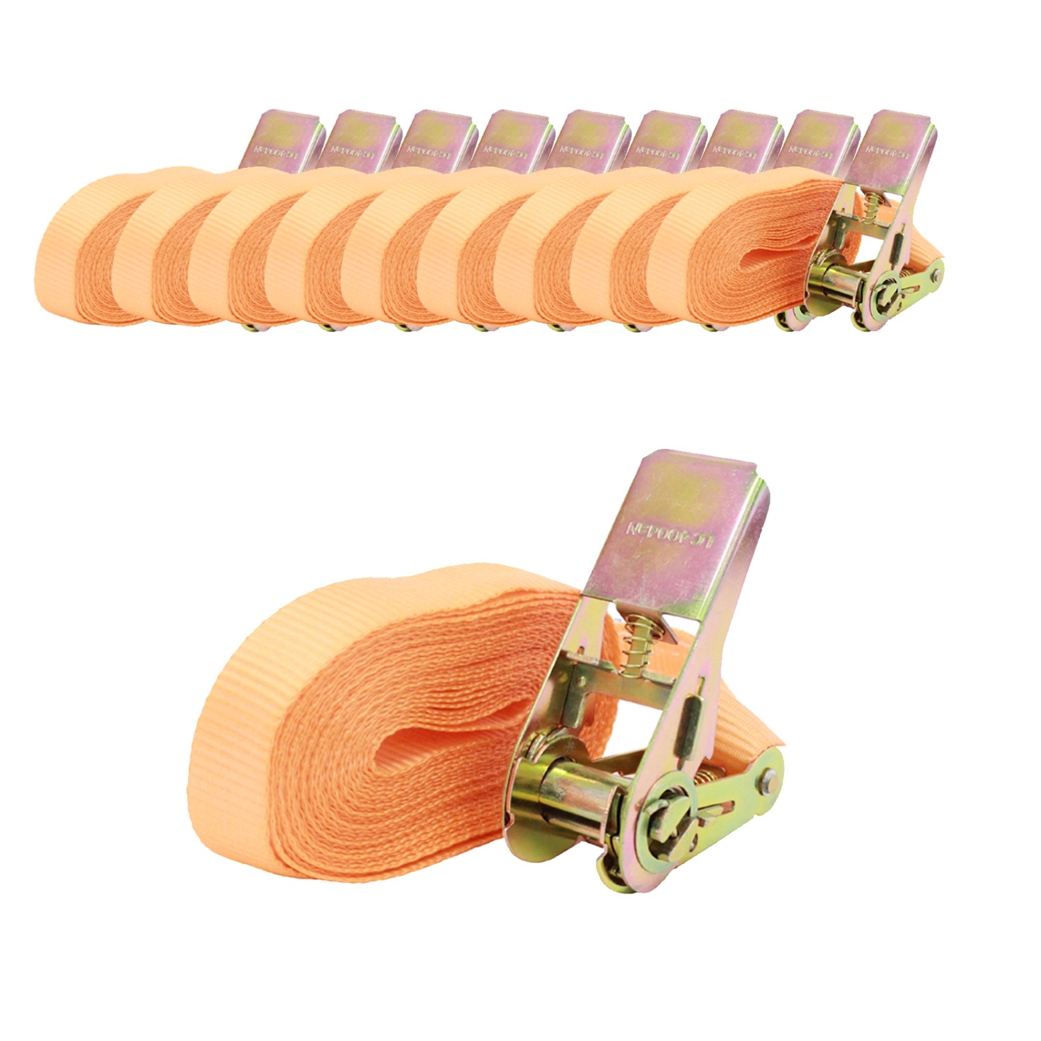 TRUTZHOLM 10x Profi Ratschen Spanngurt 1 Teilig 6m 0,8t  800 kg TÜV GS Orange