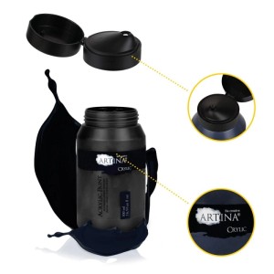 Artina Crylic Acrylfarbe Schwarz, 500ml. Farbe für Acrylmalerei mit hoher Deckkraft.