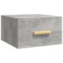 2er Set Wand-Nachttische in Betongrau (35x35x20 cm) mit Holzgriff.