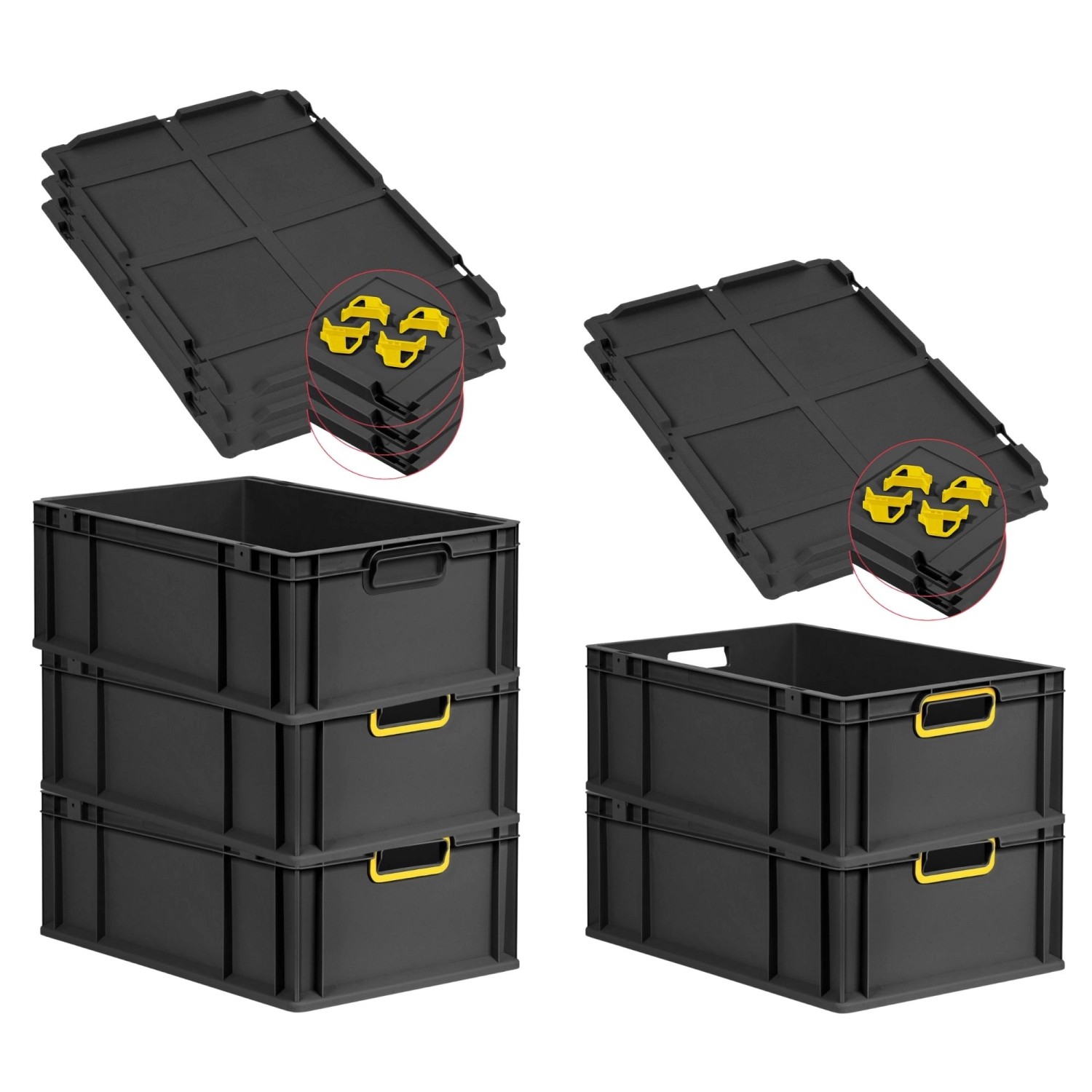 PROREGAL SparSet 5x Eurobox Nextgen Color Mit Auflagedeckel HxBxT 22x40x60c günstig online kaufen