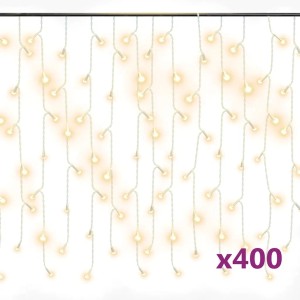 vidaXL Lichtervorhang LED Eiszapfen 10 m 400 LED Warmweiß 8 Funktionen 328908