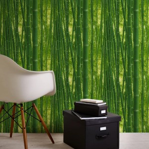 Grüne Bambus Tapete mit Pflanzen Design für Wohn- und Schlafzimmer.