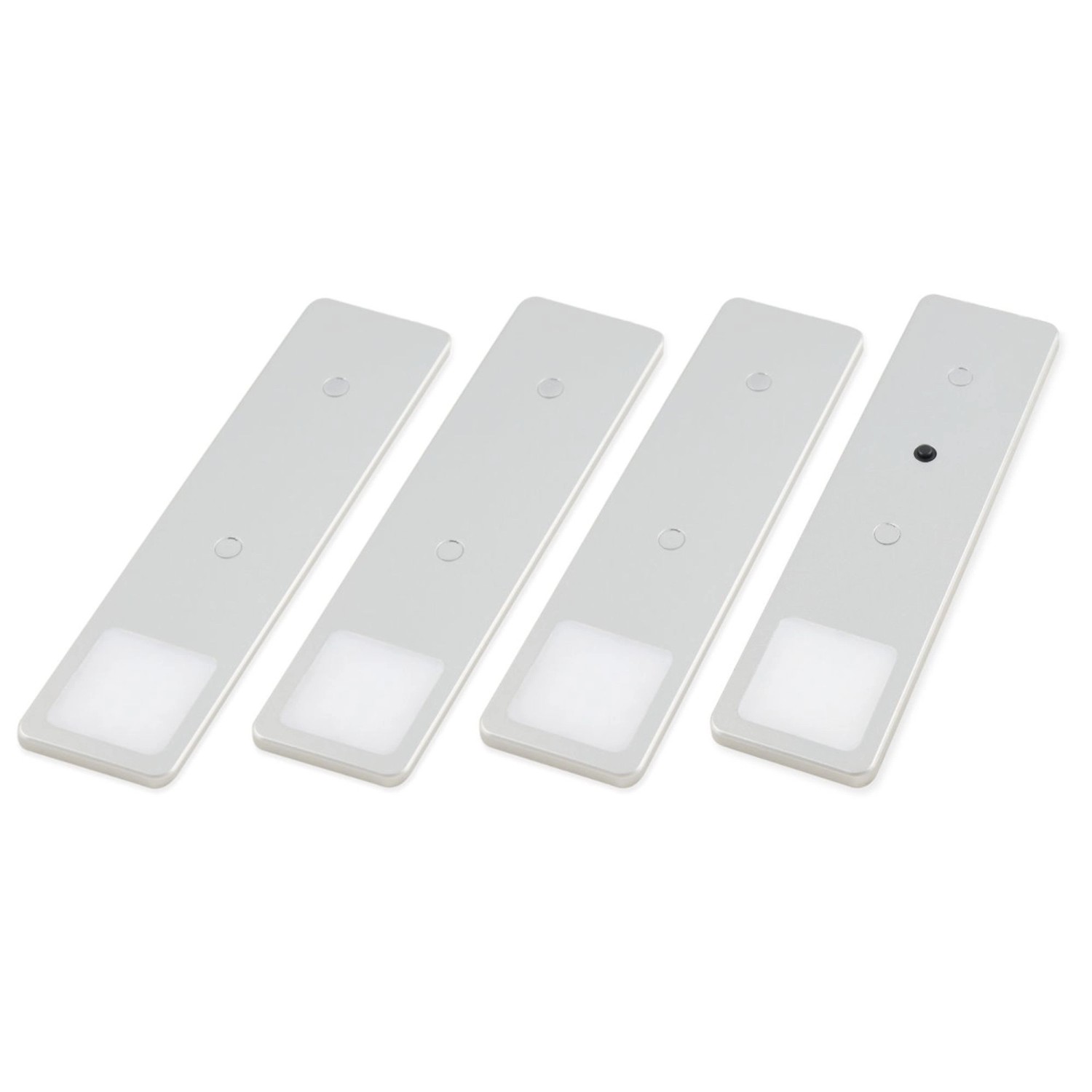 kalb LED Unterbauleuchte Solid2 Silbergrau Mechanischer Schalter 3W 4er Set Neutralweiß
