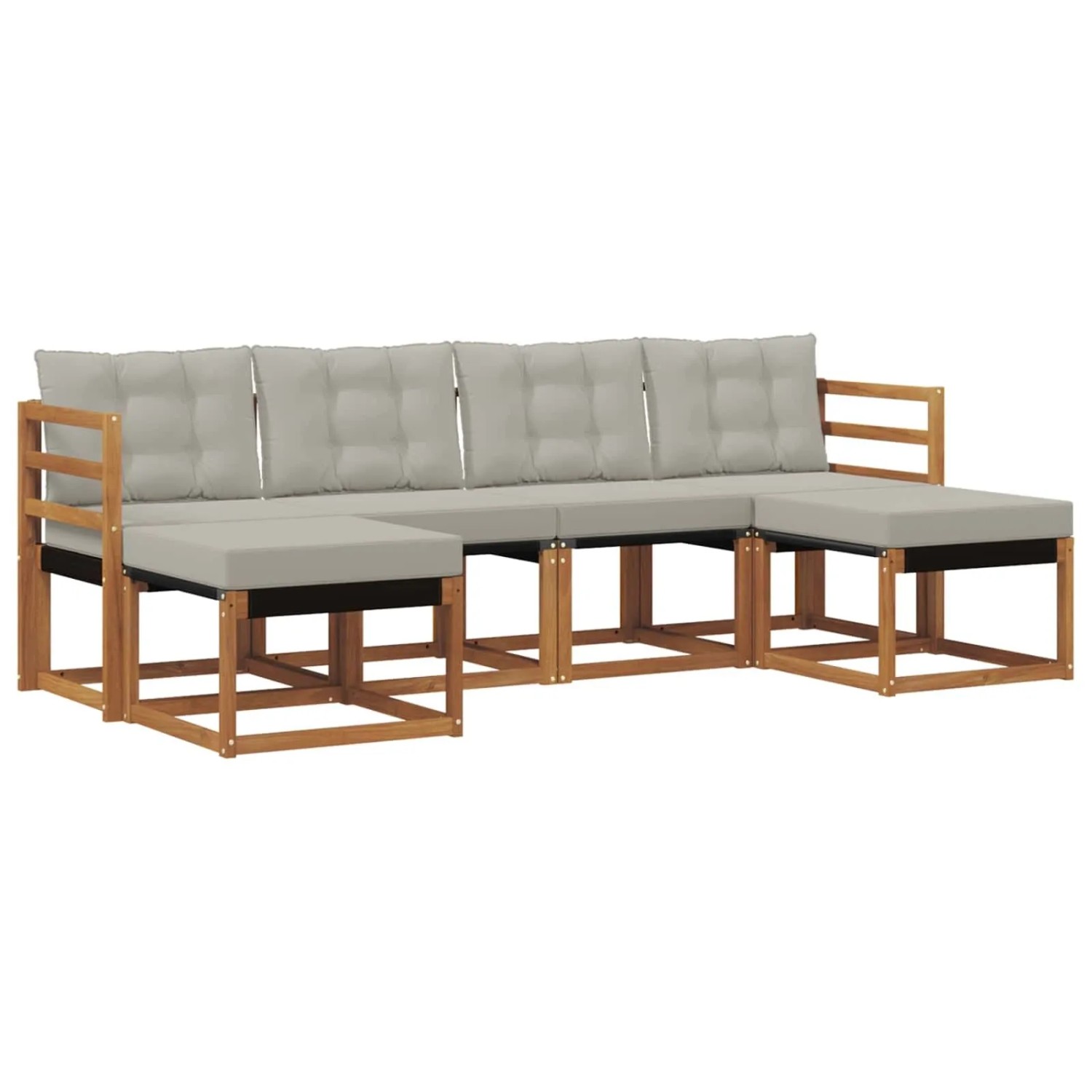 vidaXL Outdoor-Sofagarnitur mit Kissen 6-Tlg Natur und Hellgrau 3368918