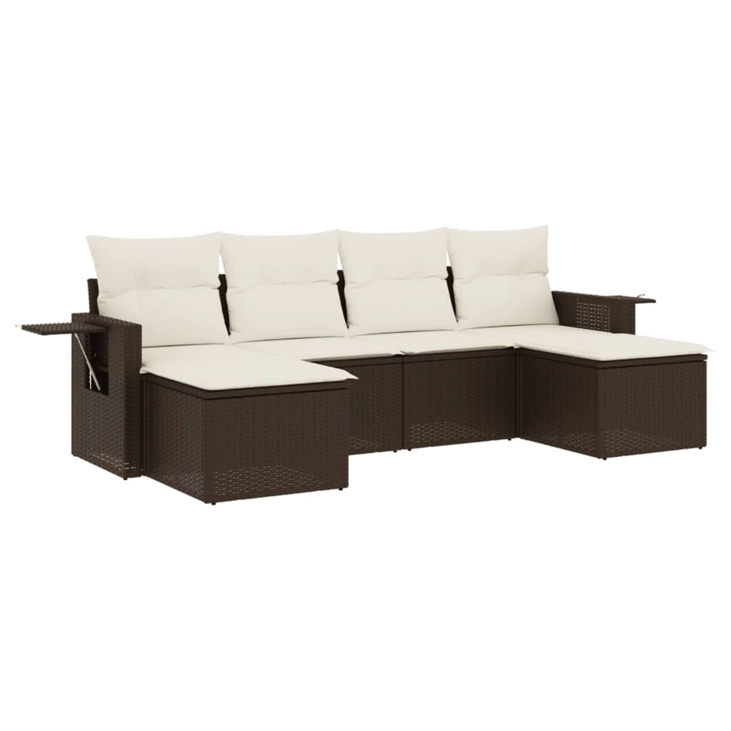 vidaXL 6-Tlg Garten-Sofagarnitur mit Kissen Braun Poly Rattan 3252860 günstig online kaufen