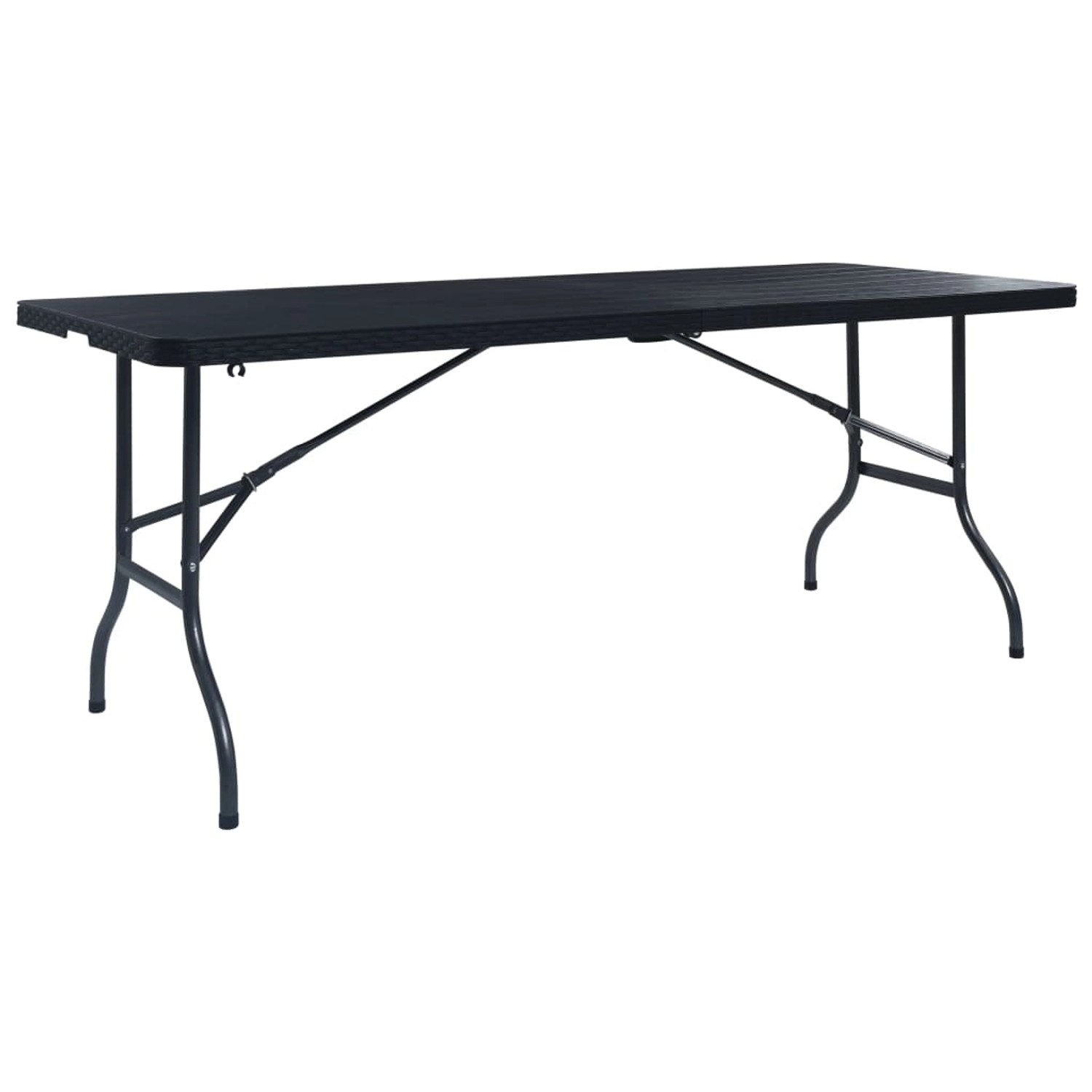 vidaXL Gartentisch Klappbar Schwarz 180x75x72 cm HDPE Rattan-Optik 48831 günstig online kaufen