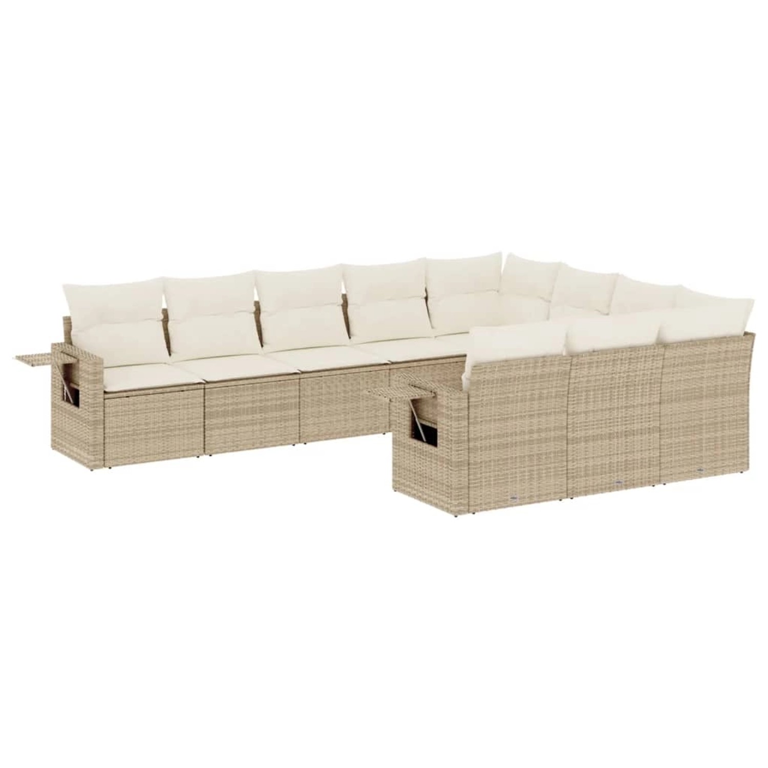 vidaXL 10-Tlg Garten-Sofagarnitur mit Kissen Beige Poly Rattan 3220687 günstig online kaufen