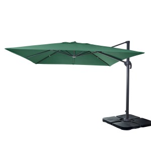 Dunkelgrüner MCW Ampelschirm 3x3m mit Stahlgestell und Ständer.