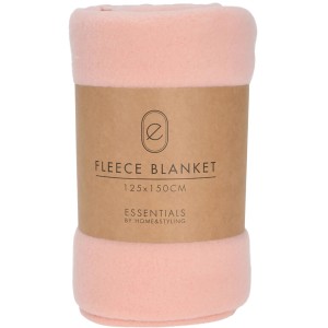 Gerollte, rosa Fleece-Decke (125x150 cm) von OBI. Kuschelig und warm für gemütliche Stunden.