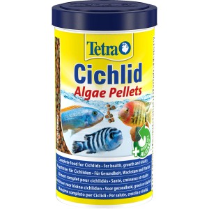 Tetra Cichlid Algae Fischfutter, 500ml Dose mit Cichliden und Algen Pellets.