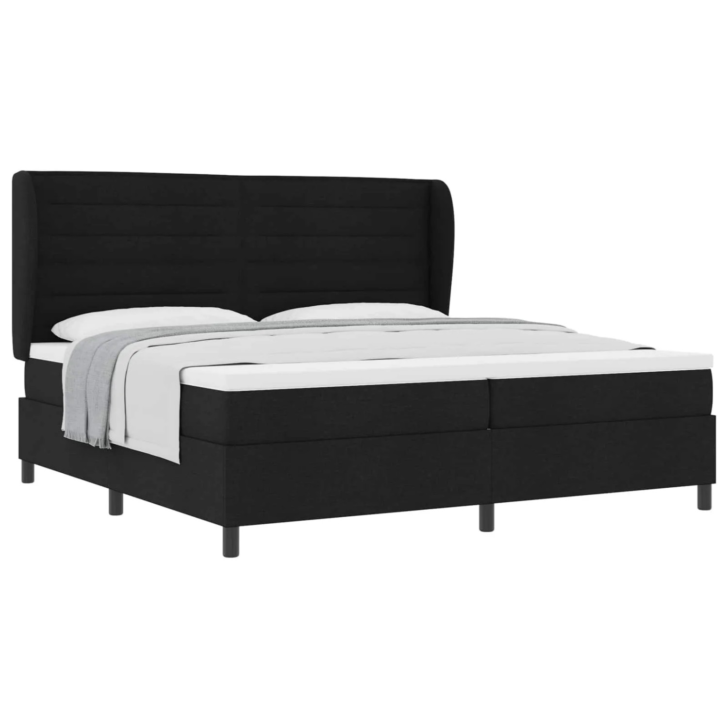 vidaXL Boxspringbett mit Matratze Schwarz 200 x 200 cm Stoff 3340524