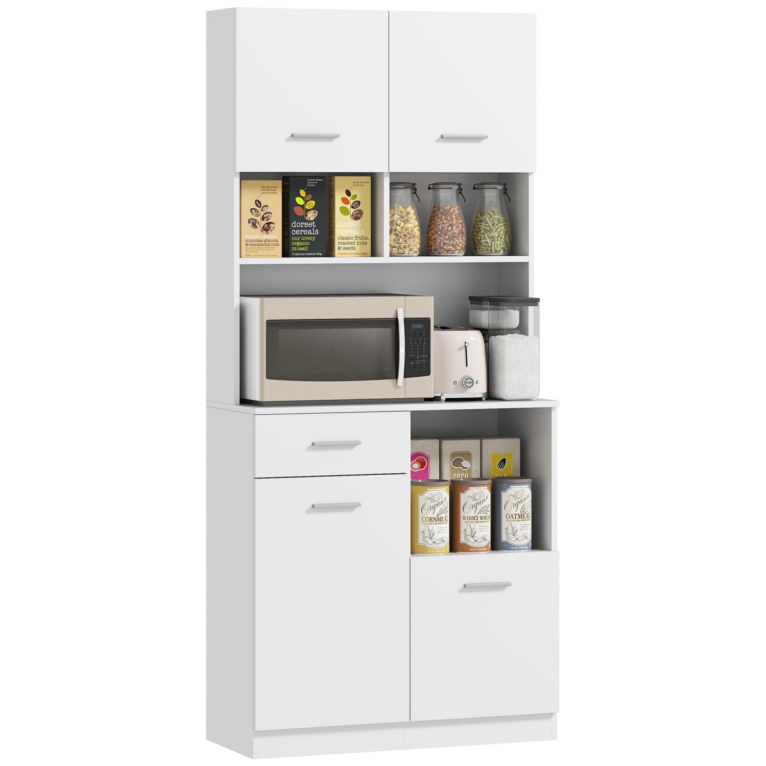 HOMCOM Küchenschrank  Hochschrank MDF Weiß 80L x 35B x 180H cm günstig online kaufen