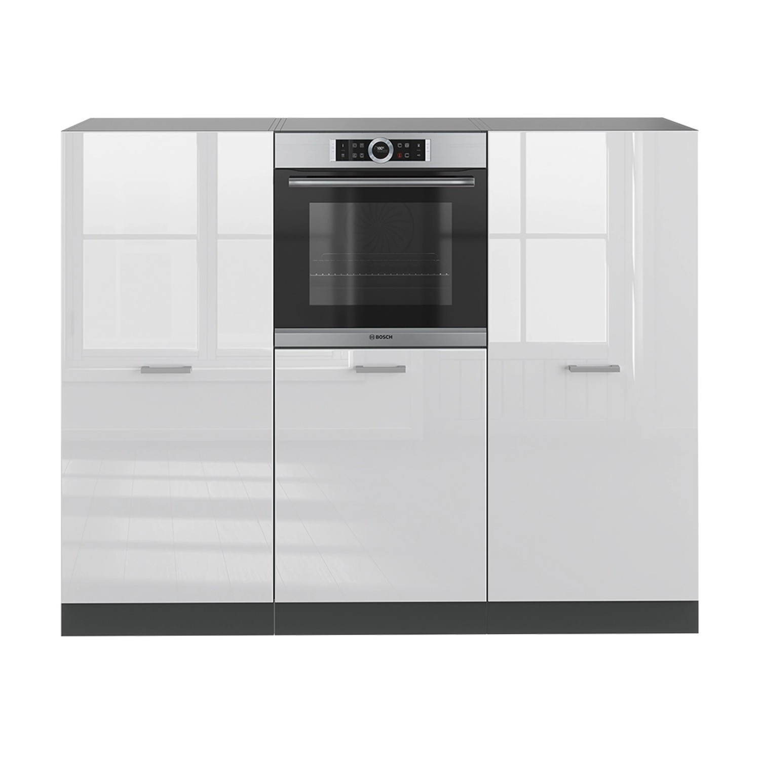 Vicco R-Line Küchenblock Weiß Hochglanz/Anthrazit 180 cm ohne Arbeitsplatte günstig online kaufen