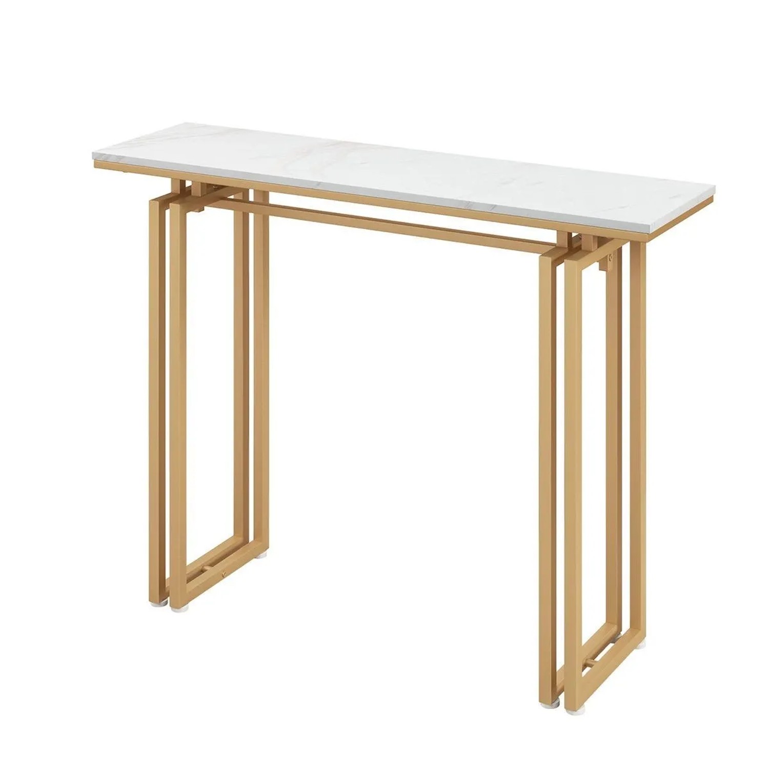 Costway Konsolentisch Flurtisch Marmor Optik Gold 110 x 30 x 81 cm