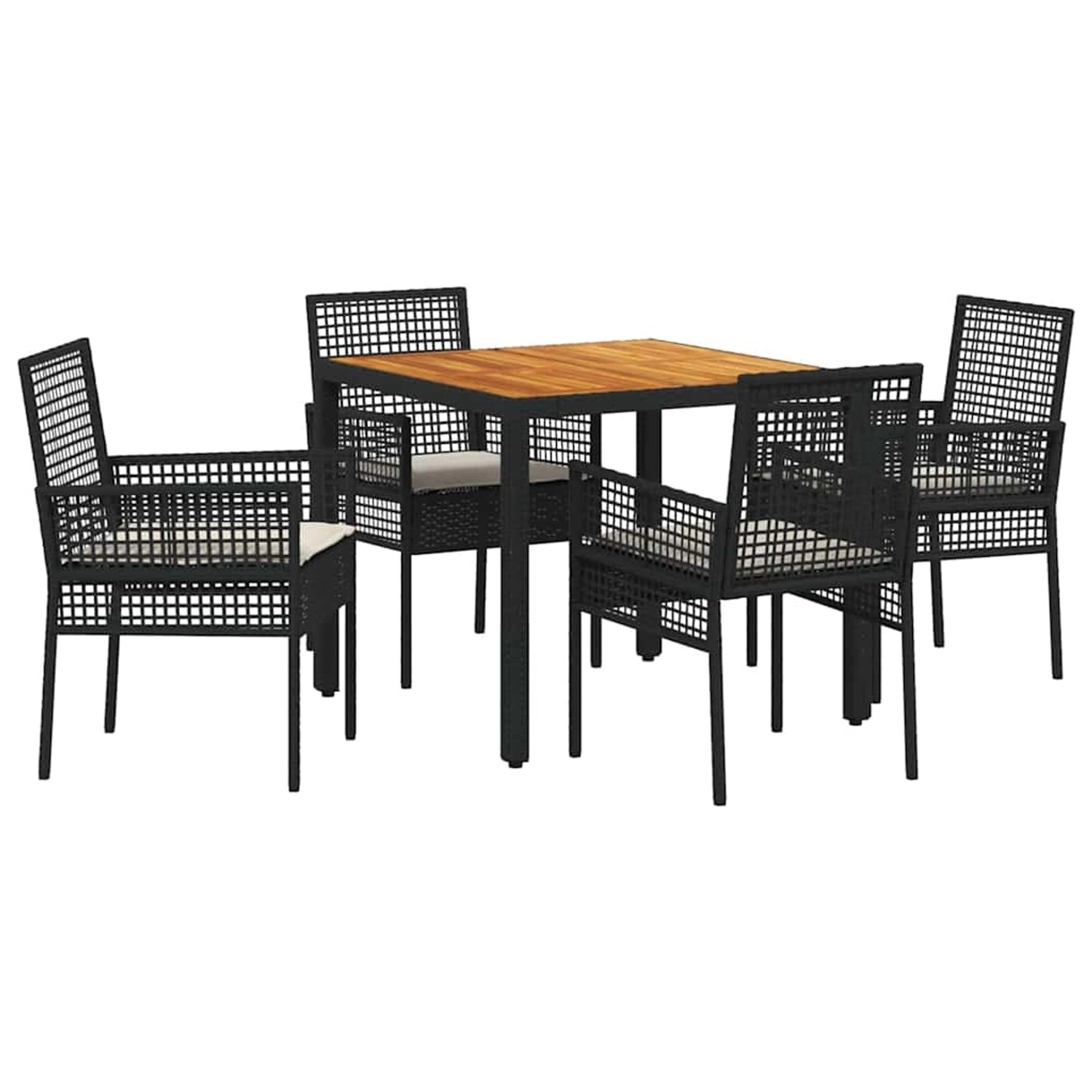 vidaXL 5-Teiliges Garten-Essgruppe mit Schwarzen Kissen Poly Rattan 3334902 günstig online kaufen