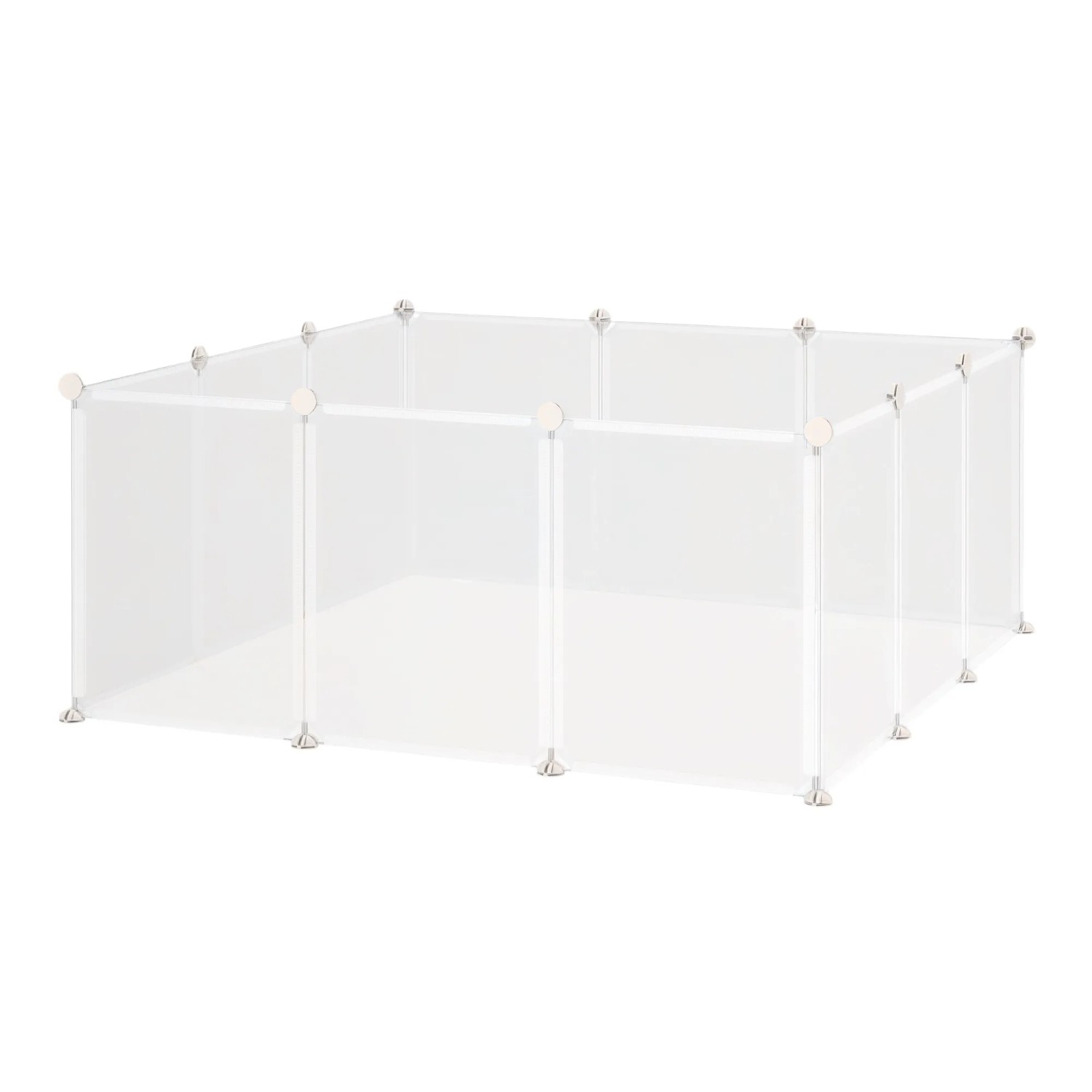 PawHut Freilaufgehege Laufgitter DIY Absperrgitter Weiß Metall 105 x 105 x 45 cm
