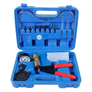 CCLIFE Bremsenentlüfter Set im blauen Koffer: Vakuumpumpe, Adapter und Schläuche für KFZ Bremsanlagen.