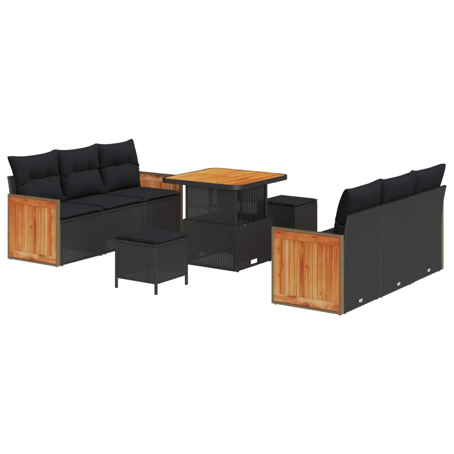 vidaXL Gartensofa-set mit Kissen 11-Tlg Schwarz Poly-Rattan 3365204 günstig online kaufen