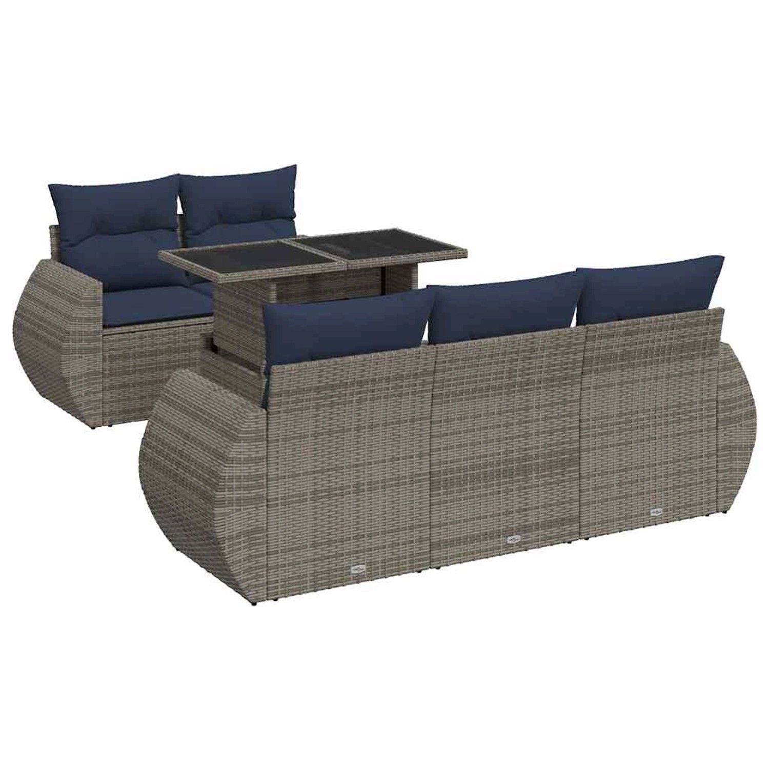 vidaXL 6-Tlg Garten-Sofagarnitur mit Kissen Grau Poly Rattan Akazie 3326572 günstig online kaufen