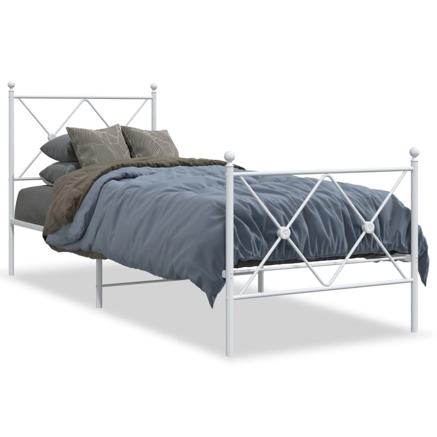 vidaXL Bettgestell mit Kopf- und Fußteil Metall Weiß 80x200 cm 376560 günstig online kaufen