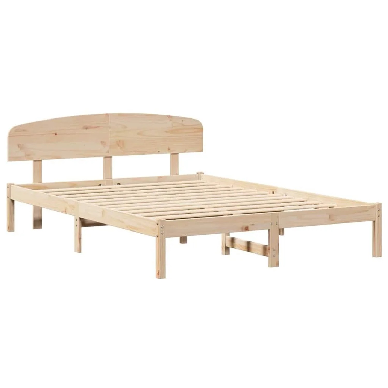 vidaXL Bettrahmen mit Kopfteil Natur 150 x 200 cm Massives Kiefernholz 872059