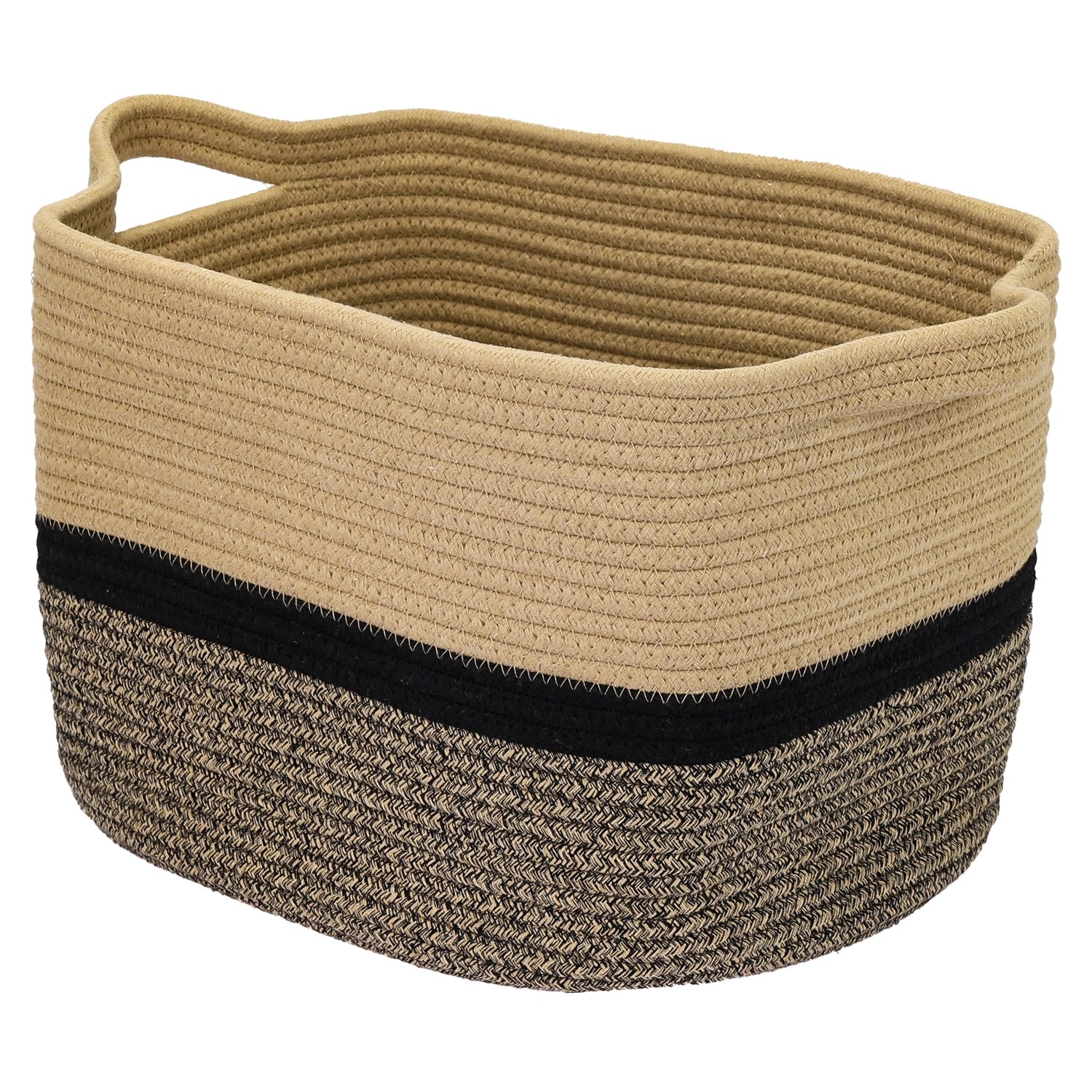 HMF Aufbewahrungskorb  Griffen Korb Baumwolle 36 x 30 x 25 cm Schwarz-Honig