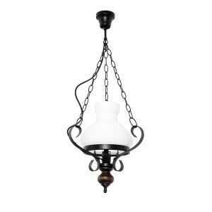 EASYLIGHT Pendelleuchte Rustikal 32 cm Breit Glas Holz Metall