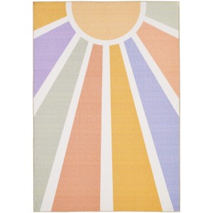 Ayyildiz Kinderteppich Play 2020 Multi, 80x120 cm mit bunten Sonnenstrahlen.