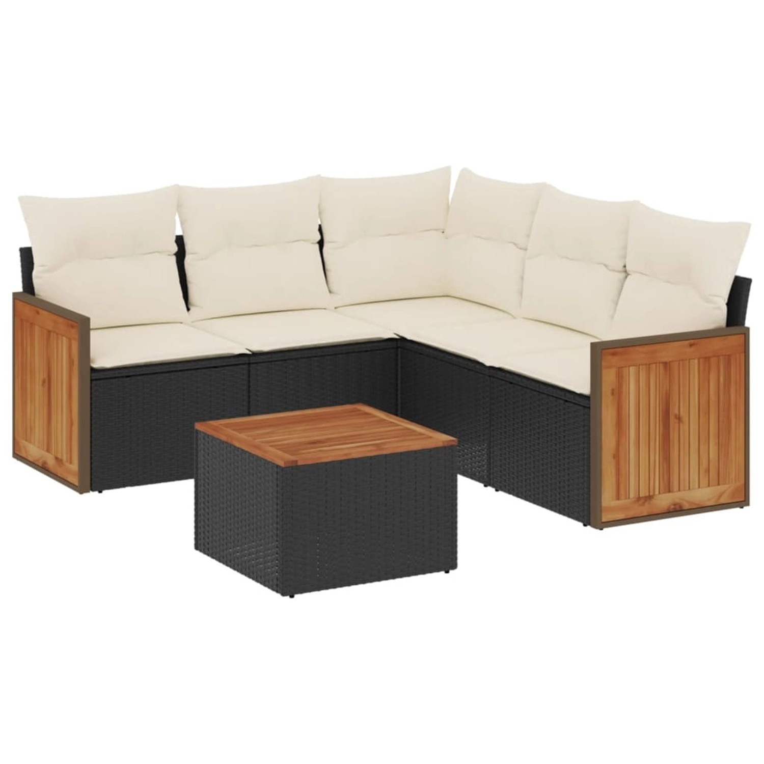 vidaXL 6-tlg Garten-Sofagarnitur mit Kissen Schwarz Poly Rattan Modell 125 günstig online kaufen