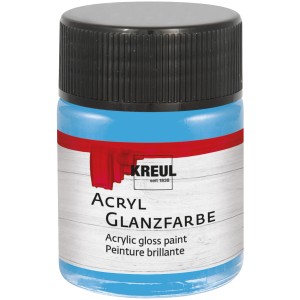 Kreul Acrylfarbe Glänzend Himmelblau, 50ml. Bastelfarbe für glänzende Effekte.