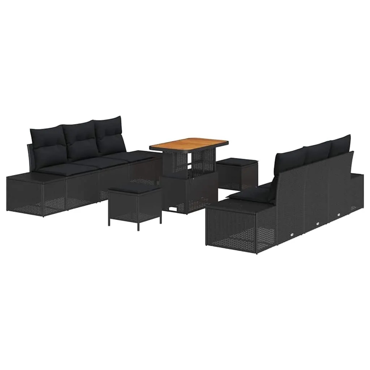 vidaXL Gartensofa-Set mit Kissen 9 Stk Schwarz Poly Rattan 3364689 günstig online kaufen