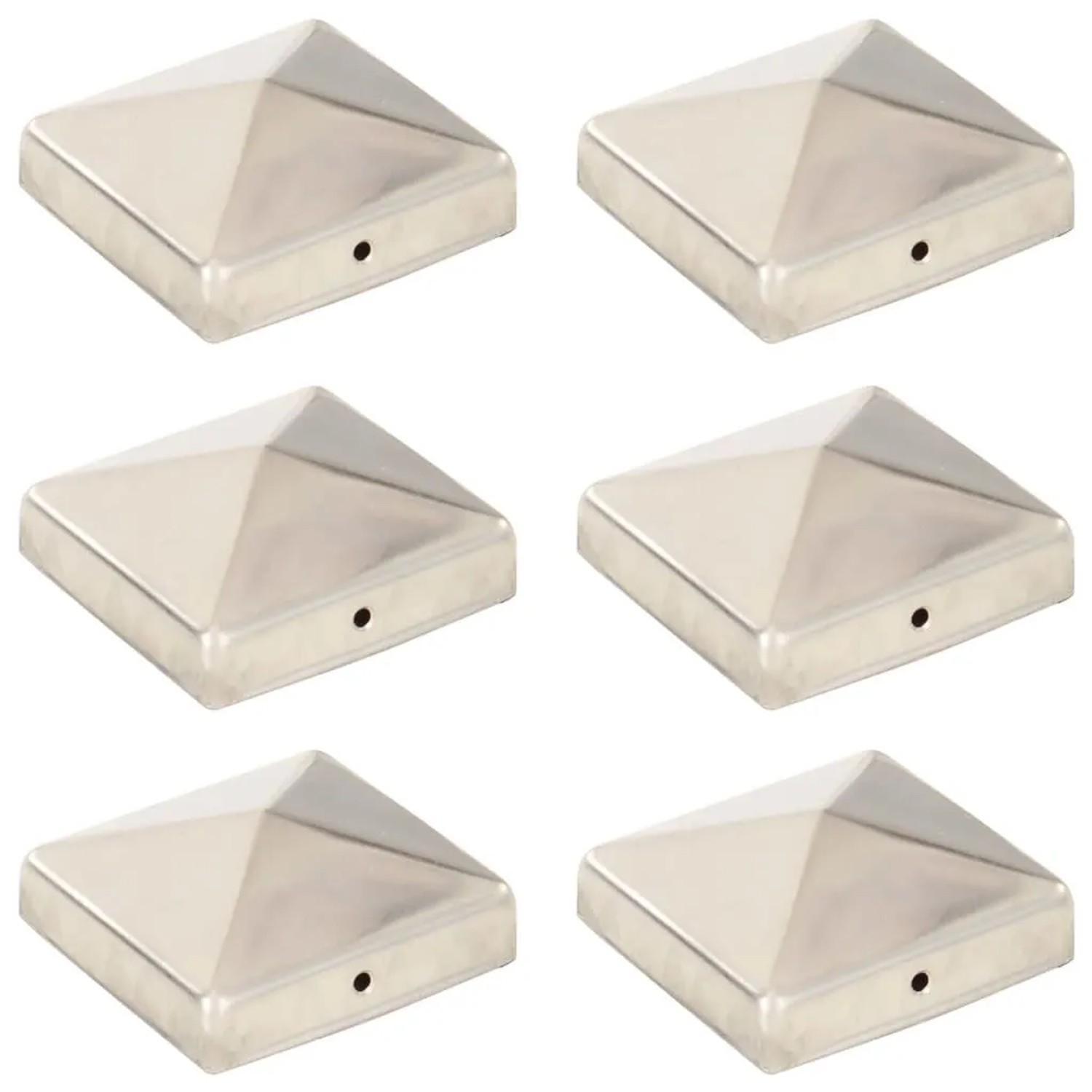 vidaXL Pfostenkappen 6 Stk Pyramide Edelstahl 81 x 81 mm 145486